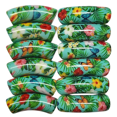 1039 - Tubes incurvés DESIGN - Motif Fleurs 12MM