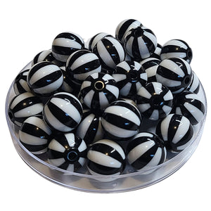 218 - Boules acryliques Rayées Noir 16MM
