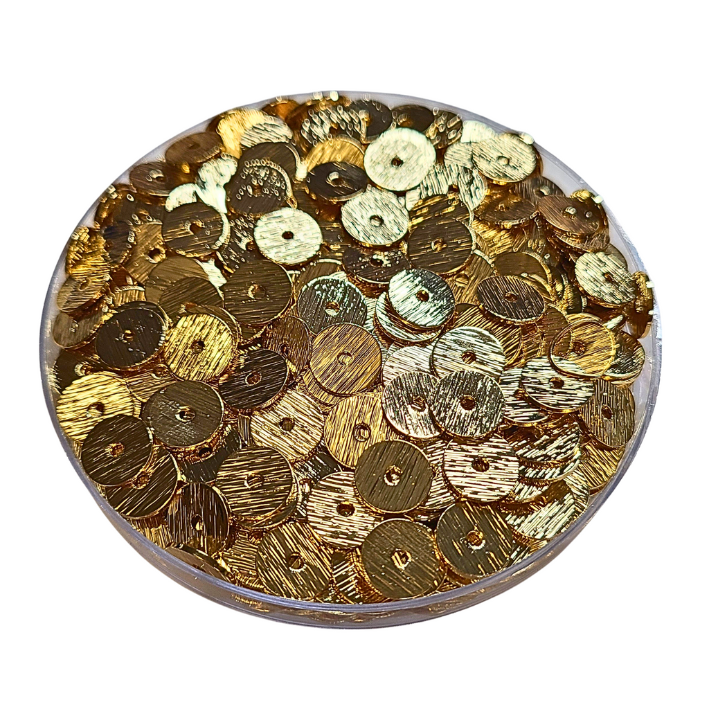 10MM- Rondelles brossées, plaqué or, réf PLO-13