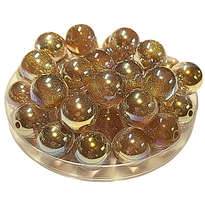 235 - Boules acryliques Glitter AB Ambre 16MM