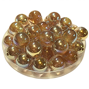 235 - Boules acryliques Glitter AB Ambre 16MM