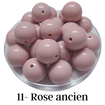 11 - Boules acryliques brillantes Rose ancien 20MM