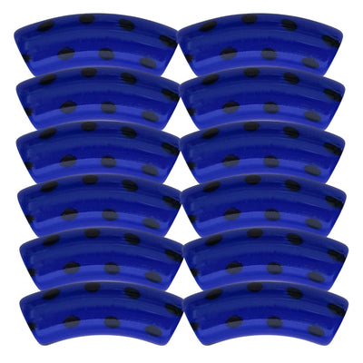 408 - Tubes incurvés DESIGN - Motif Pois Bleu roi 12MM