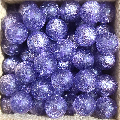1011 - Glitter mauve - Perles Polaris rondes 10mm