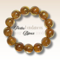 235 - Boules acryliques Glitter AB Ambre 16MM