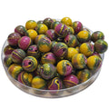 337 - Boules acryliques Swirl Moutarde/Prune/Olive 12MM
