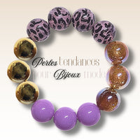 229 - Boules acryliques Léopard Mauve 16MM