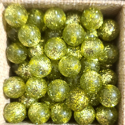 1013 - Glitter lime - Perles Polaris rondes 10mm