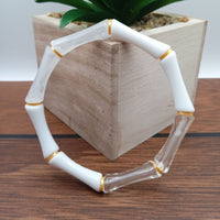 14-Tube octogonal bambou quartz blanc 8MM