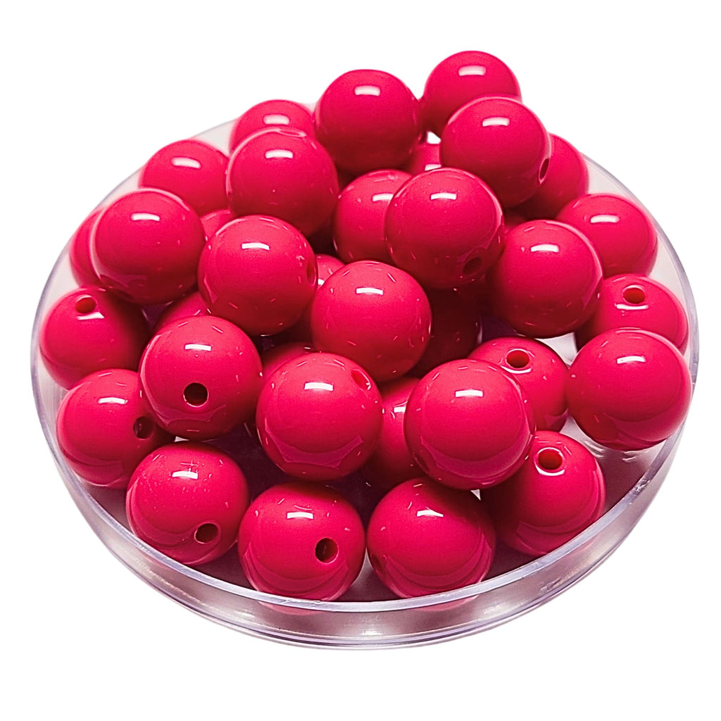 156 - Boules acryliques brillantes Fuchsia foncé 16MM
