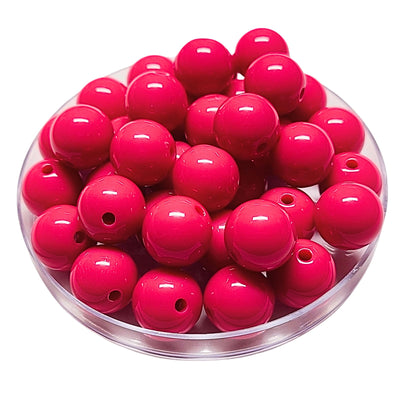156 - Boules acryliques brillantes Fuchsia foncé 16MM