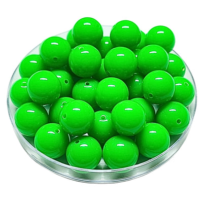 192 - Boules acryliques brillantes Néon vert pomme 16MM