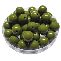 196 - Boules acryliques brillantes Vert militaire foncé 16MM