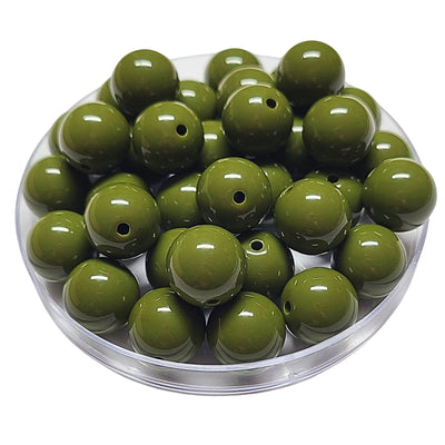 196 - Boules acryliques brillantes Vert militaire foncé 16MM