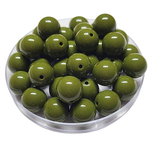 196 - Boules acryliques brillantes Vert militaire foncé 16MM