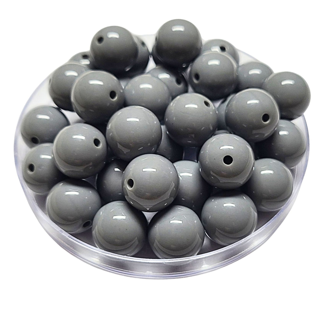 201 - Boules acryliques brillantes Gris souris 16MM