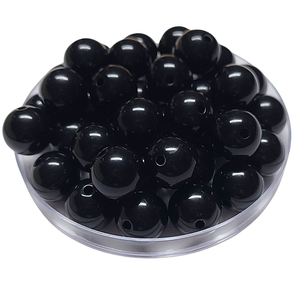 204 - Boules acryliques brillantes Noir 16MM