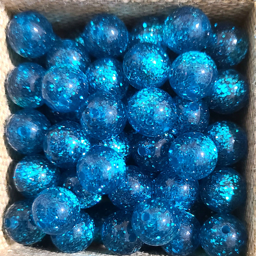 1017 - Glitter turquoise - Perles Polaris rondes 10mm