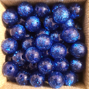 1018 - Glitter bleu - Perles Polaris rondes 10mm
