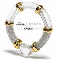 3- Tubes incurvés à paillettes, Argent 12MM