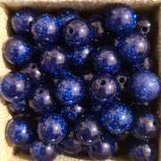 1019 - Glitter bleu foncé - Perles Polaris rondes 10mm