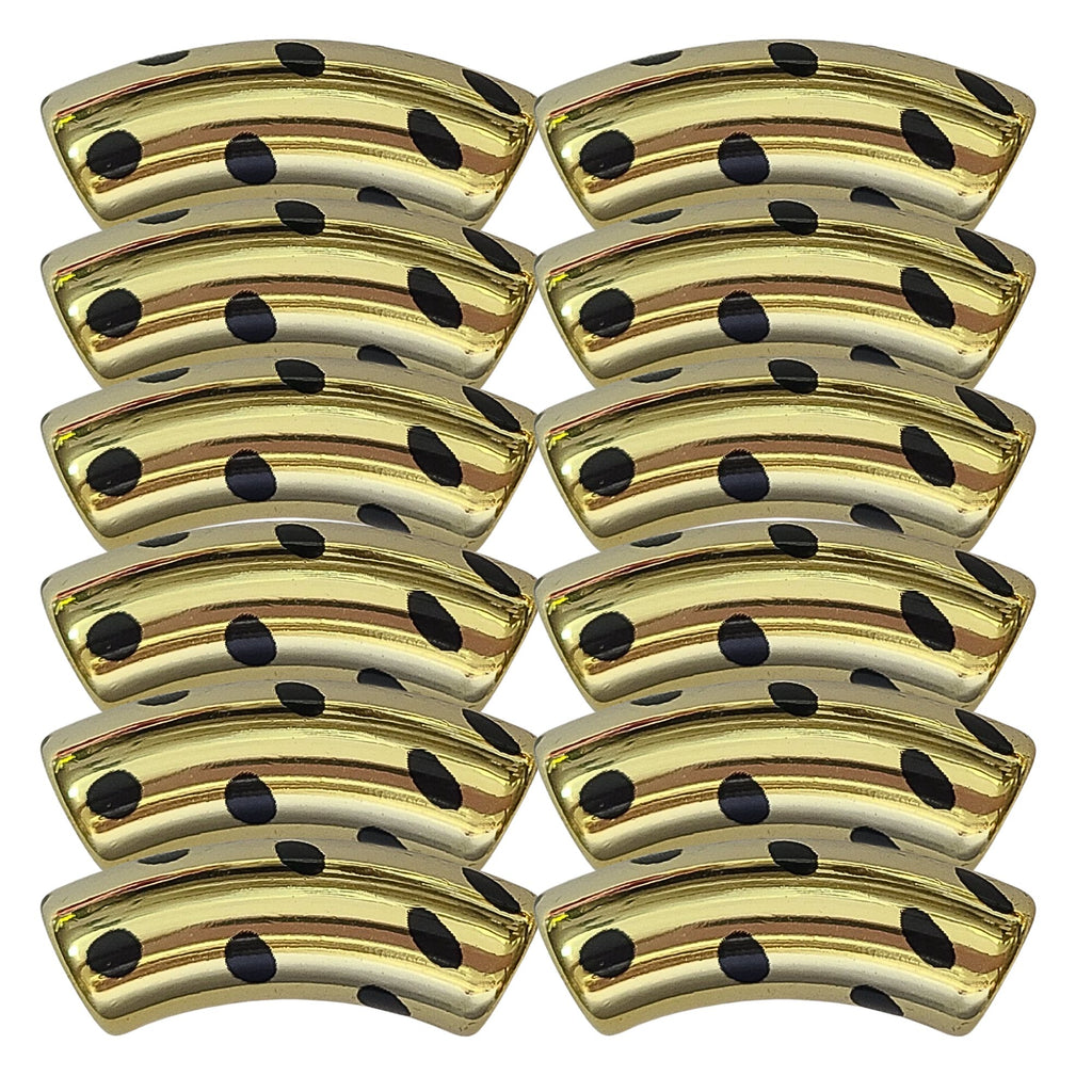 398 - Tubes incurvés DESIGN - Motif Pois Gold 12MM