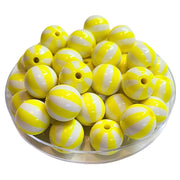 208 - Boules acryliques Rayées Citron 16MM