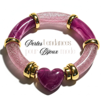 40- Tubes incurvés à paillettes, Rose mauve 12MM