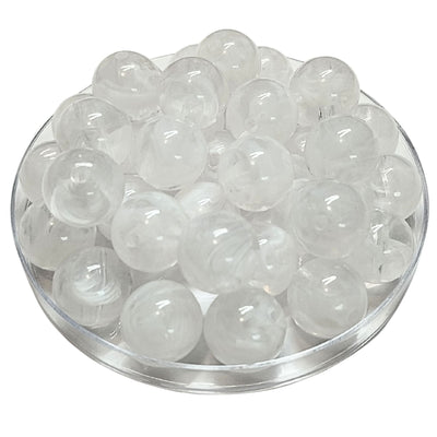 237 - Boules acryliques brillantes Quartz blanc marbré 16MM