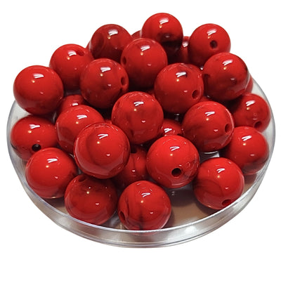 245 - Boules acryliques brillantes Rouge marbré noir 16MM