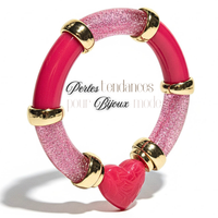 52- Tubes incurvés à paillettes, Fuchsia 12MM