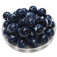 256 - Boules acryliques brillantes Bleu marine marbré 16MM