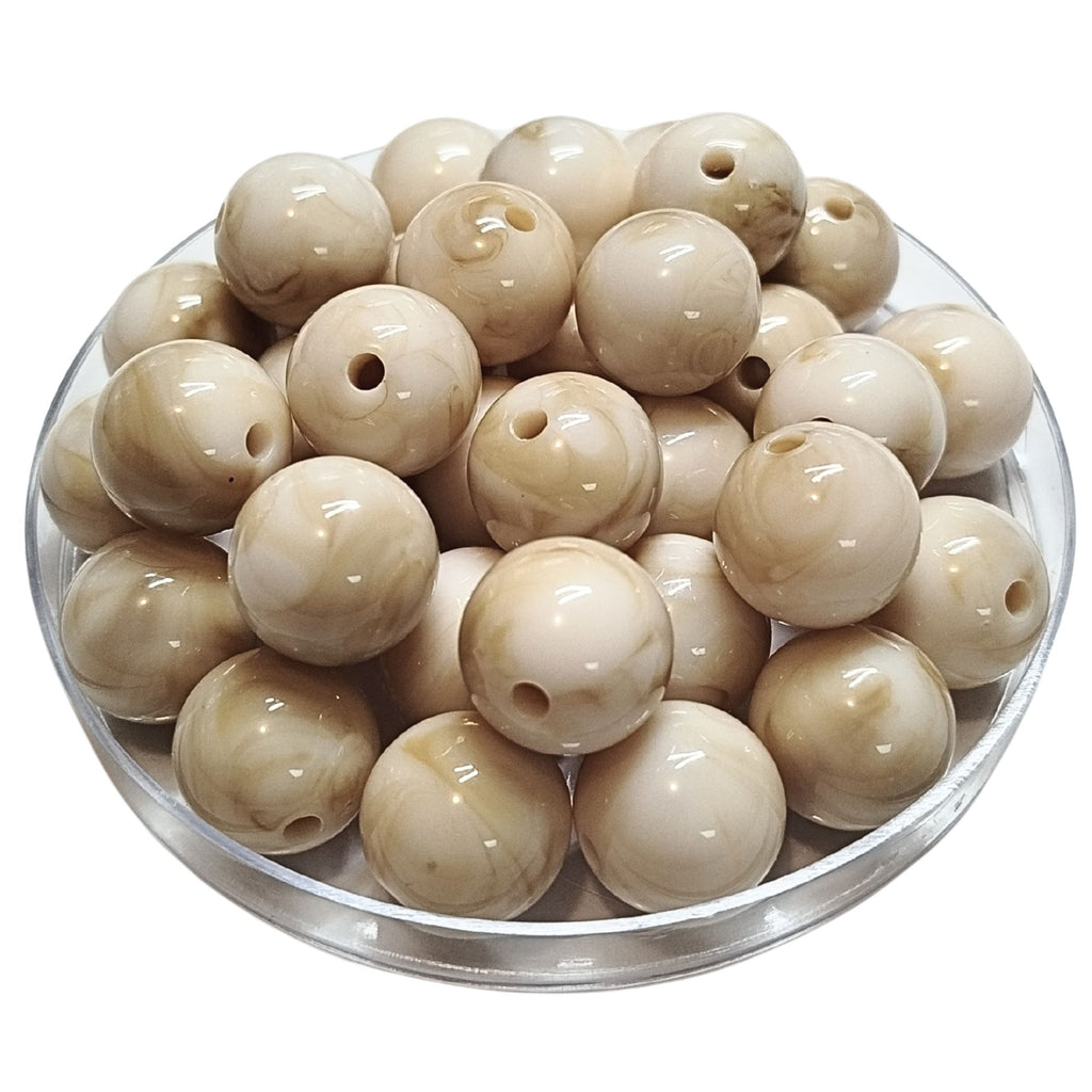 257 - Boules acryliques brillantes Nougat marbré 16MM