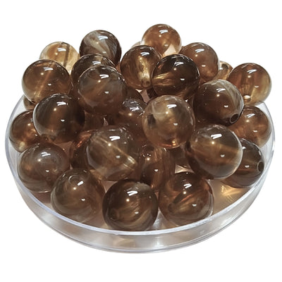 258 - Boules acryliques brillantes Havane marbré 16MM