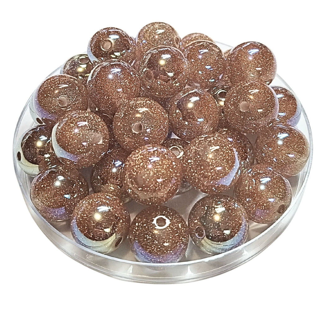 264 - Boules acryliques Glitter AB Or rose 16MM