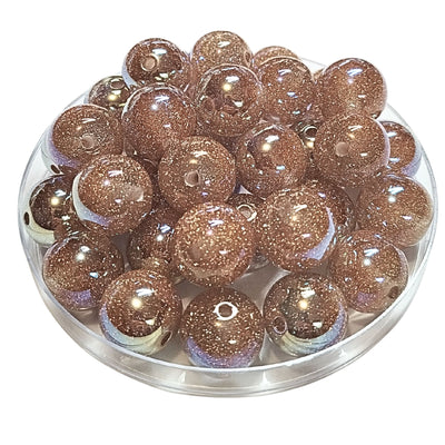 264 - Boules acryliques Glitter AB Or rose 16MM