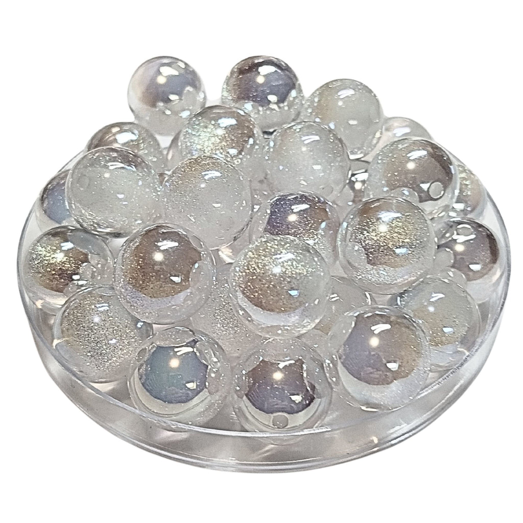 261 - Boules acryliques Glitter AB Blanc 16MM