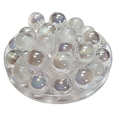 261 - Boules acryliques Glitter AB Blanc 16MM