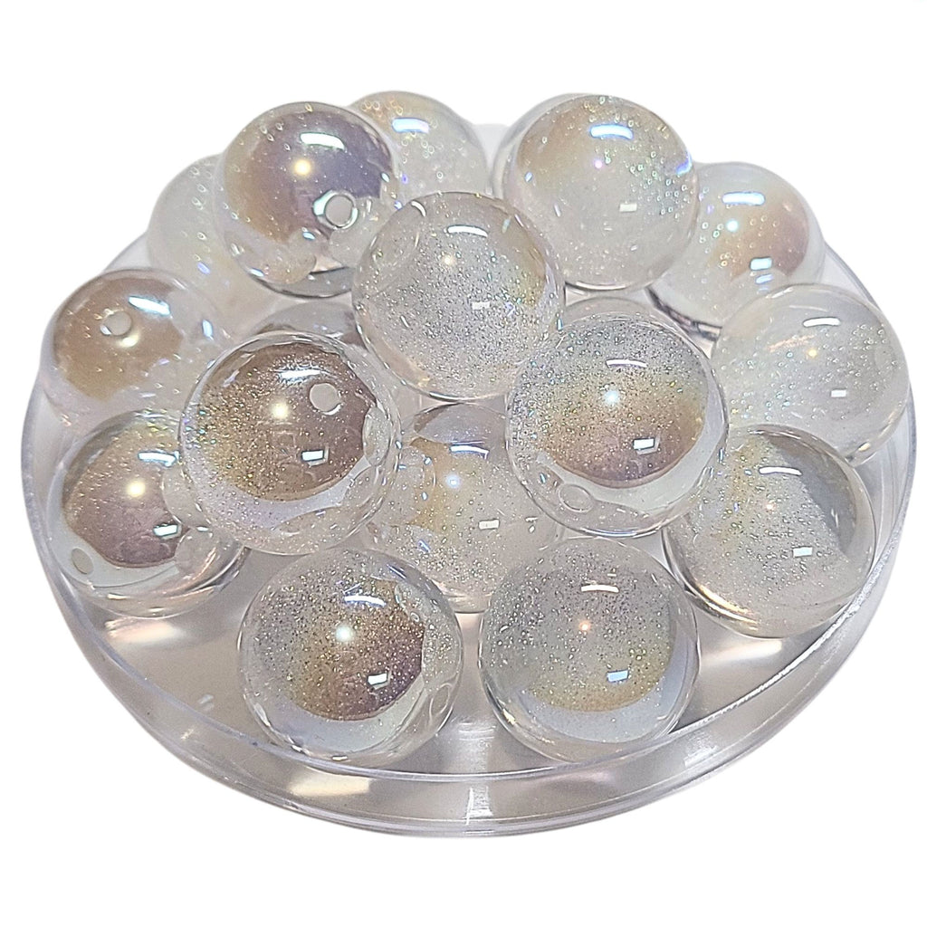 261 - Boules acryliques Glitter AB Blanc 20MM