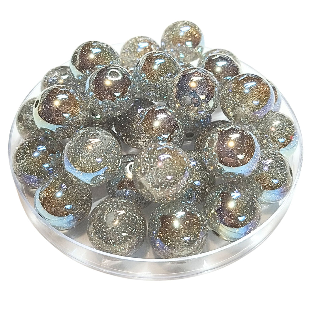 262 - Boules acryliques Glitter AB Argent 16MM