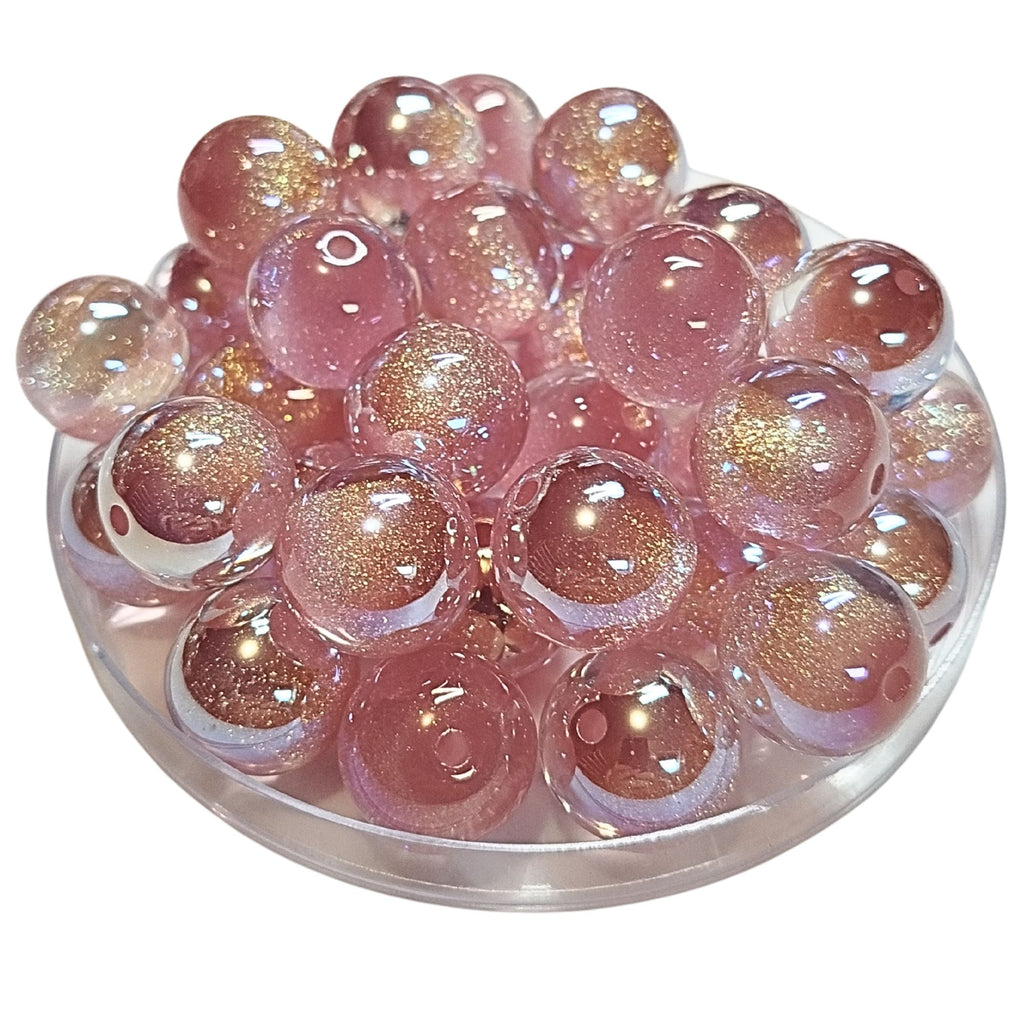 265 - Boules acryliques Glitter AB Rose des sables 16MM