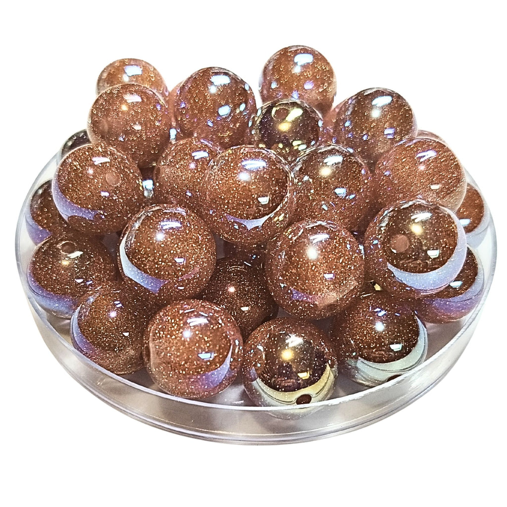 267 - Boules acryliques Glitter AB Pêche 16MM