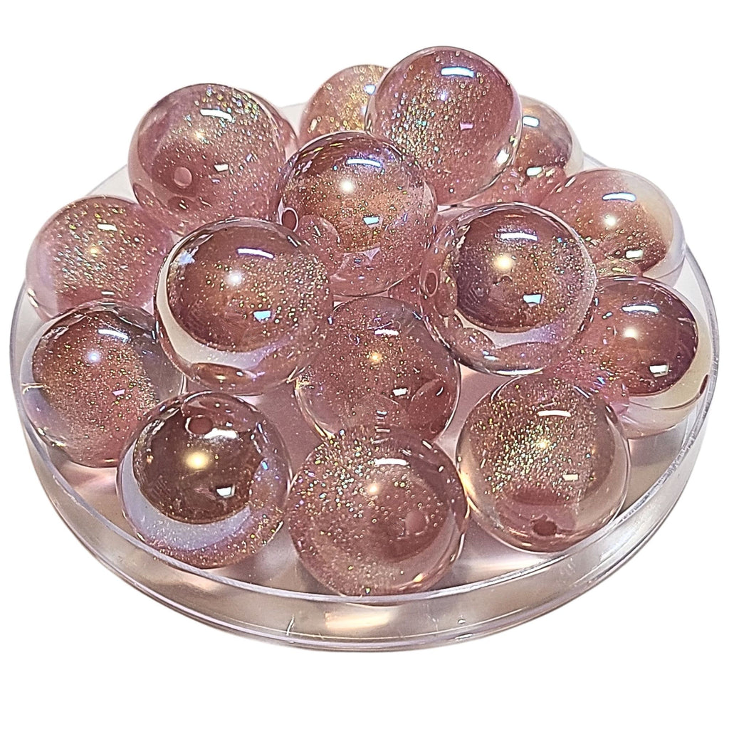 265 - Boules acryliques Glitter AB Rose des sables 20MM