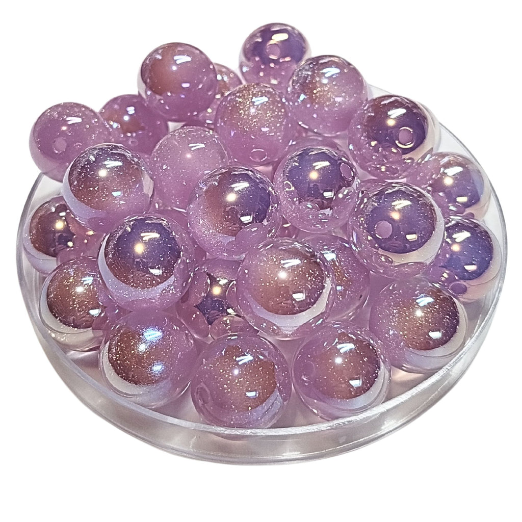 266 - Boules acryliques Glitter AB Rose clair 16MM