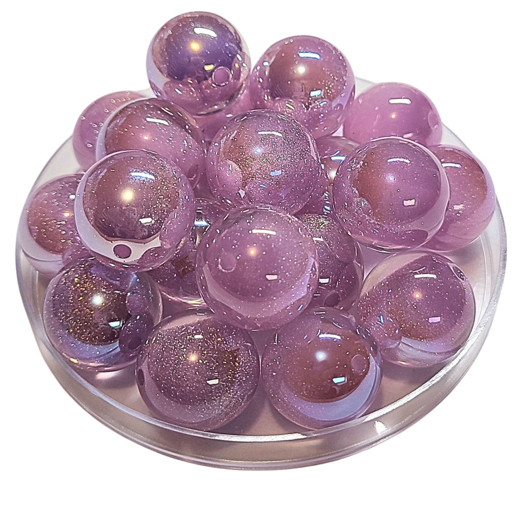 266 - Boules acryliques Glitter AB Rose clair 20MM