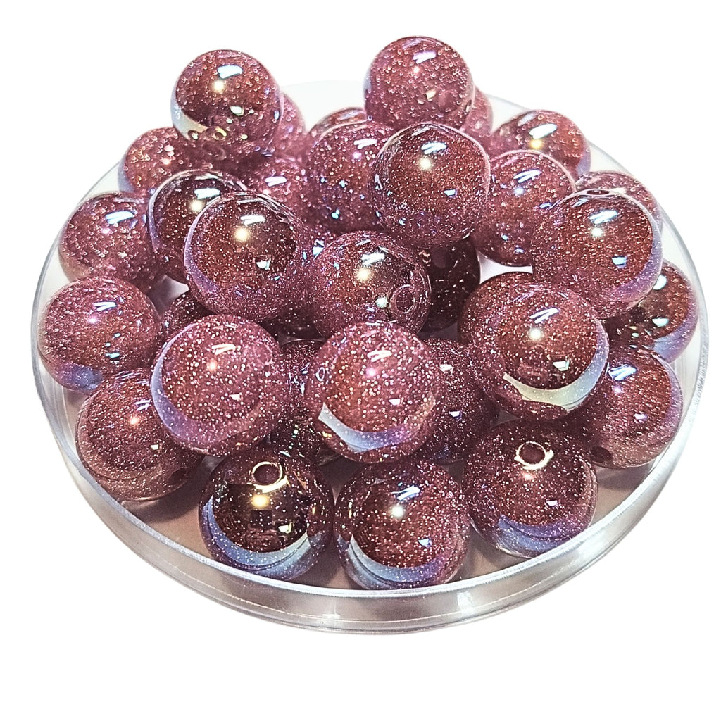 268 - Boules acryliques Glitter AB Framboise 16MM