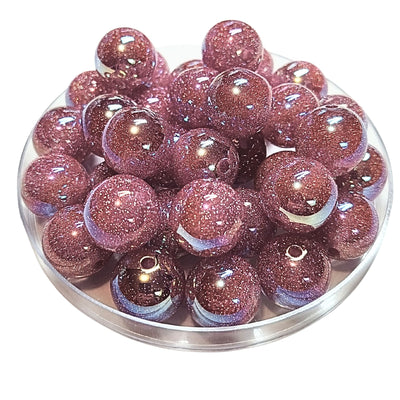 268 - Boules acryliques Glitter AB Framboise 16MM