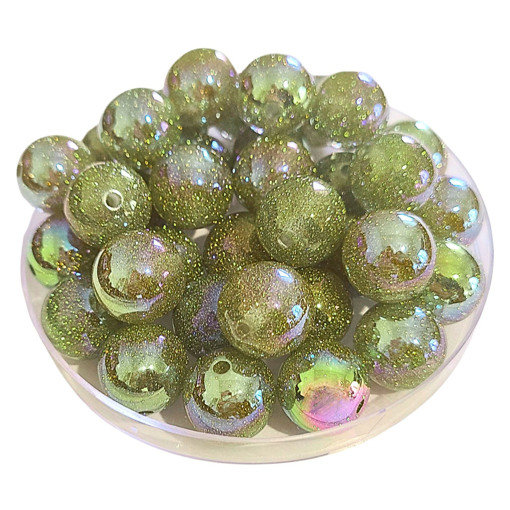 272 - Boules acryliques Glitter AB Lime 16MM