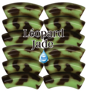 273-Tubes incurvés Léopards Jade 12MM