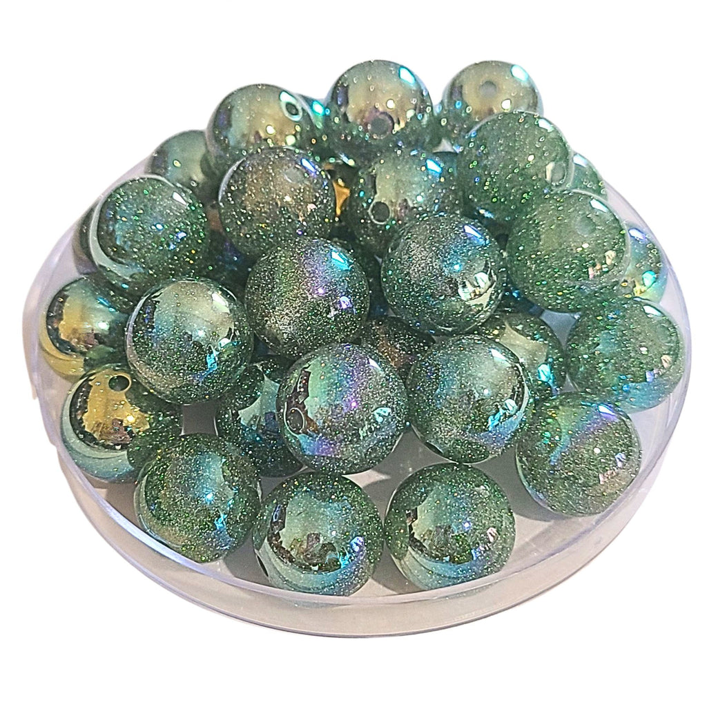 274 - Boules acryliques Glitter AB Chlorophylle 16MM